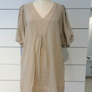 Cynthia Rowley Neutral Beige Linen Top